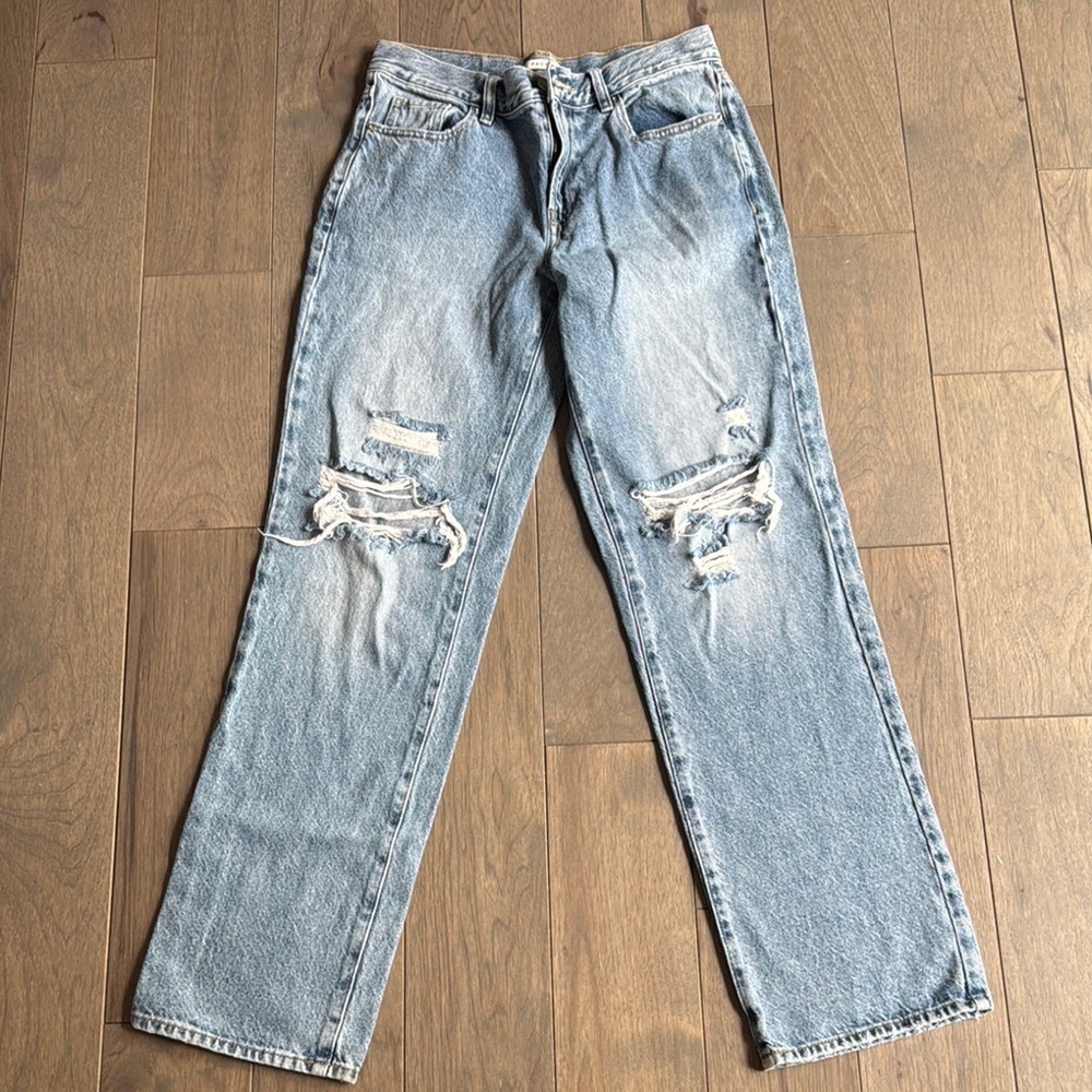 PacSun Blue Straight-Leg Distressed Jeans Sz 28